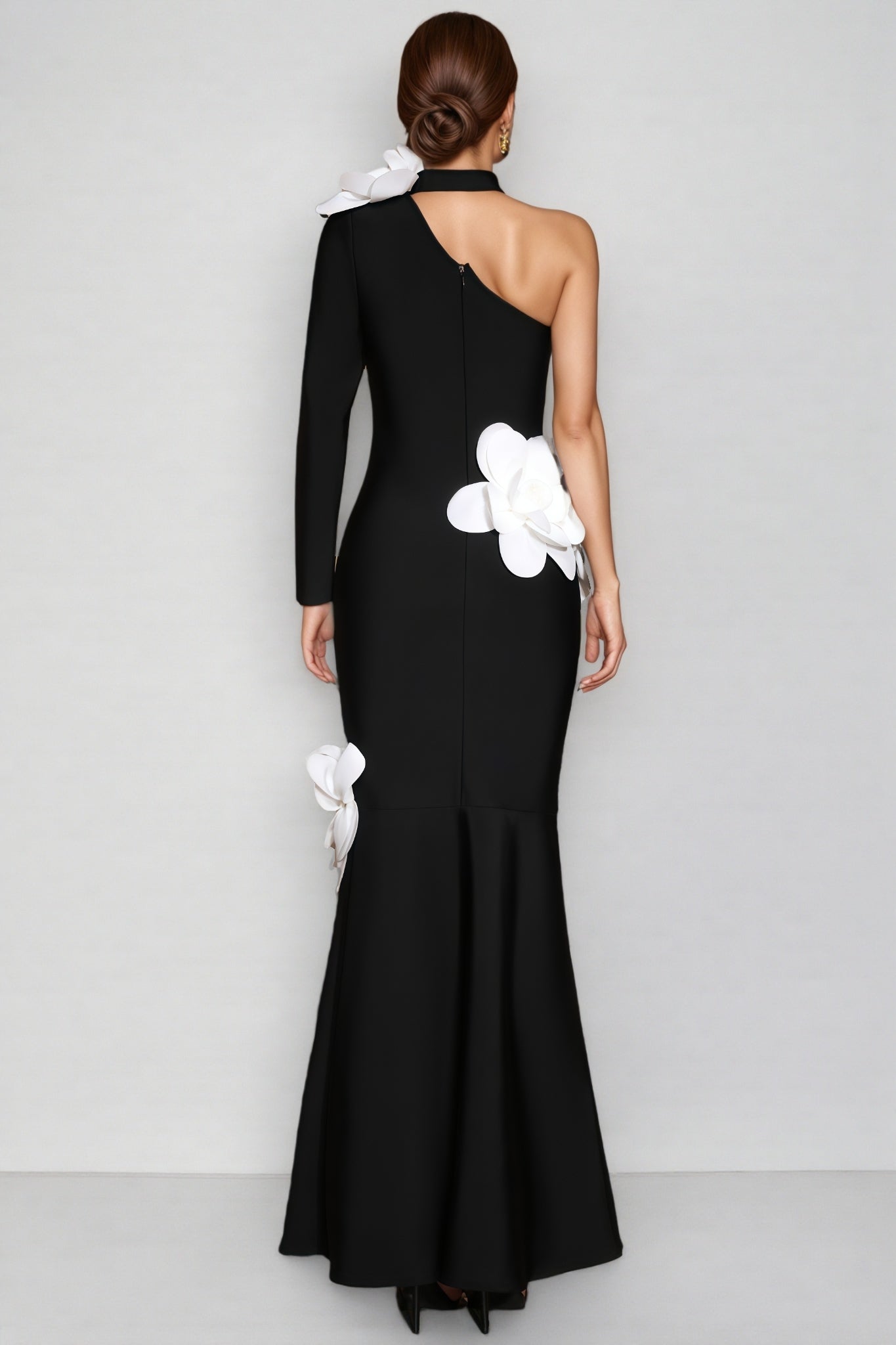 Zellk One Shoulder 3d Bandage Maxi Dress