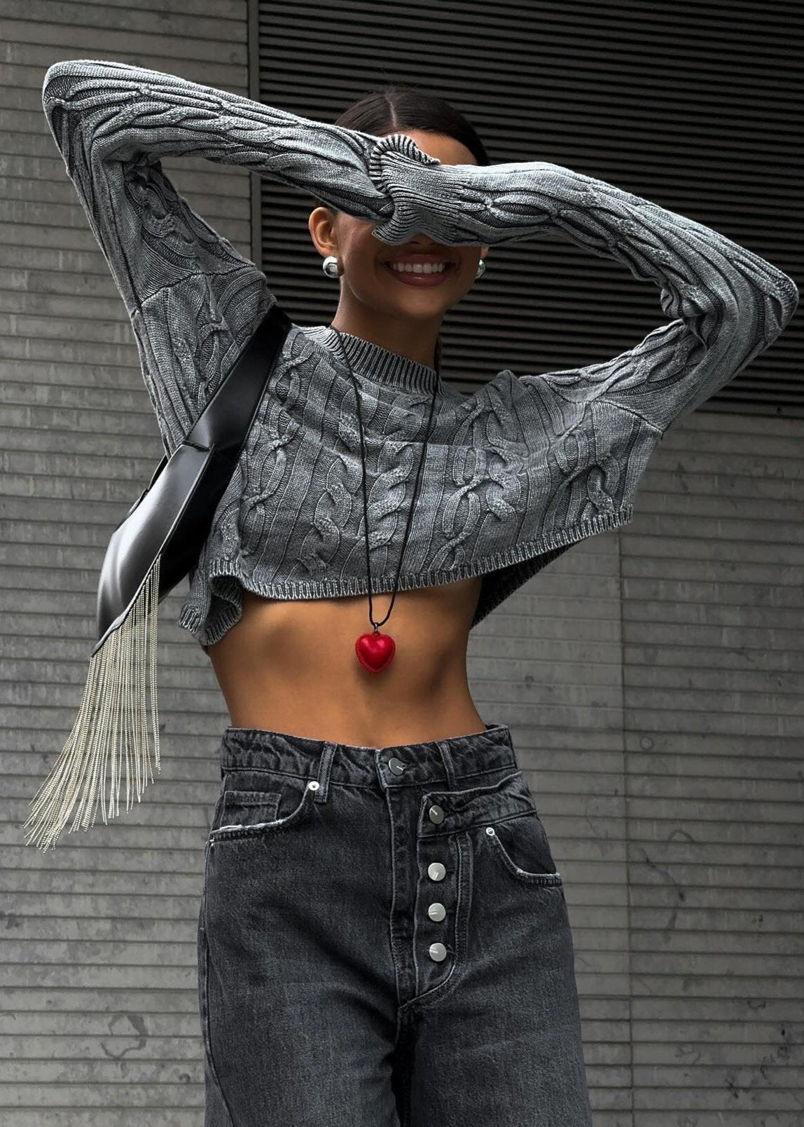 Harper Cropped Cable-knit Sweater