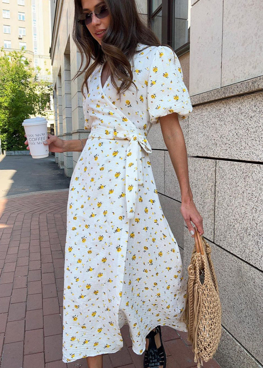 Maribel – Puff Sleeve Wrap Dress