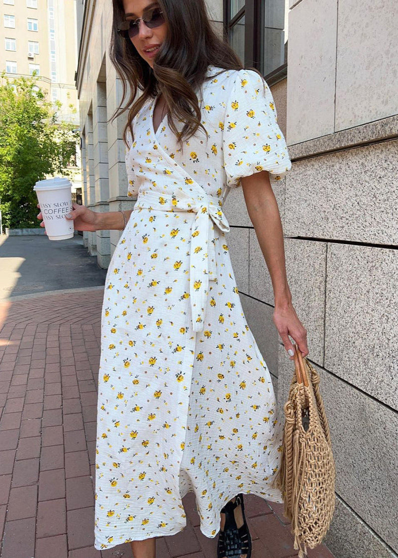 Maribel – Puff Sleeve Wrap Dress