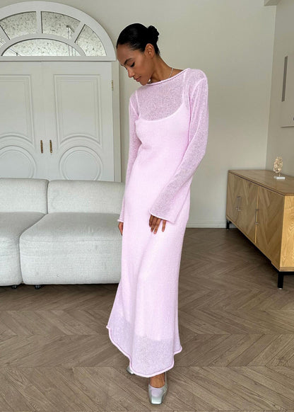 Sheer Knit Layered Maxi Dress