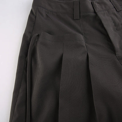 Color Y2k Cross Over Pleated Tailored Pants