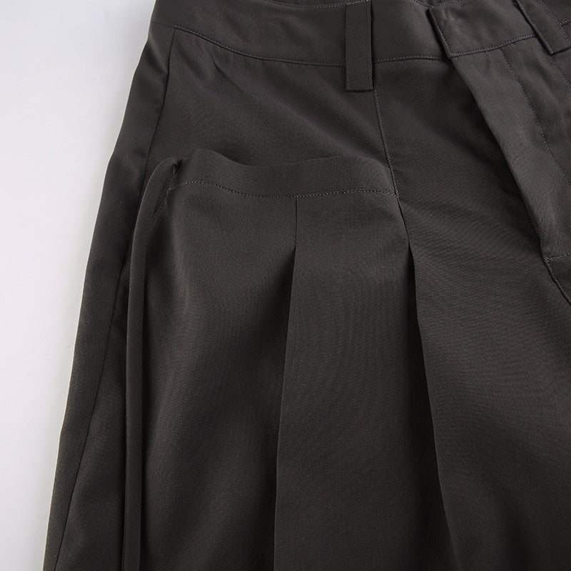 Color Y2k Cross Over Pleated Tailored Pants