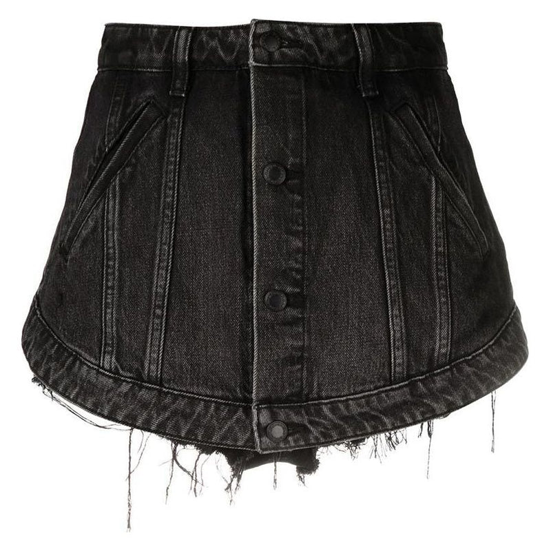 Denim Fake Mini Skirt