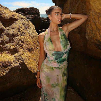 Reign | Backless Halter Maxi Dress