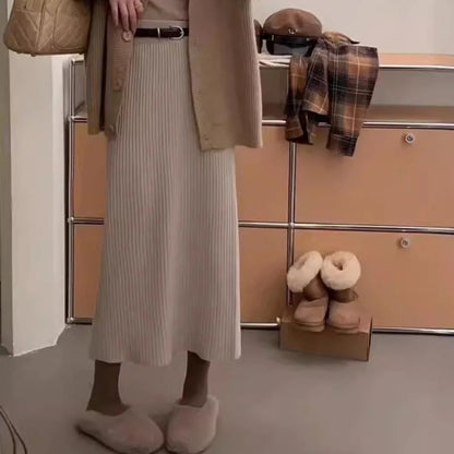 Knitted Autumn Winter Thick A-line Skirt