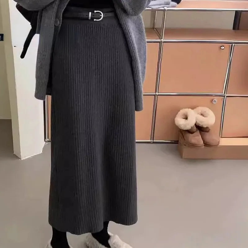 Knitted Autumn Winter Thick A-line Skirt