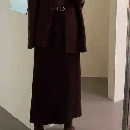 Knitted Autumn Winter Thick A-line Skirt