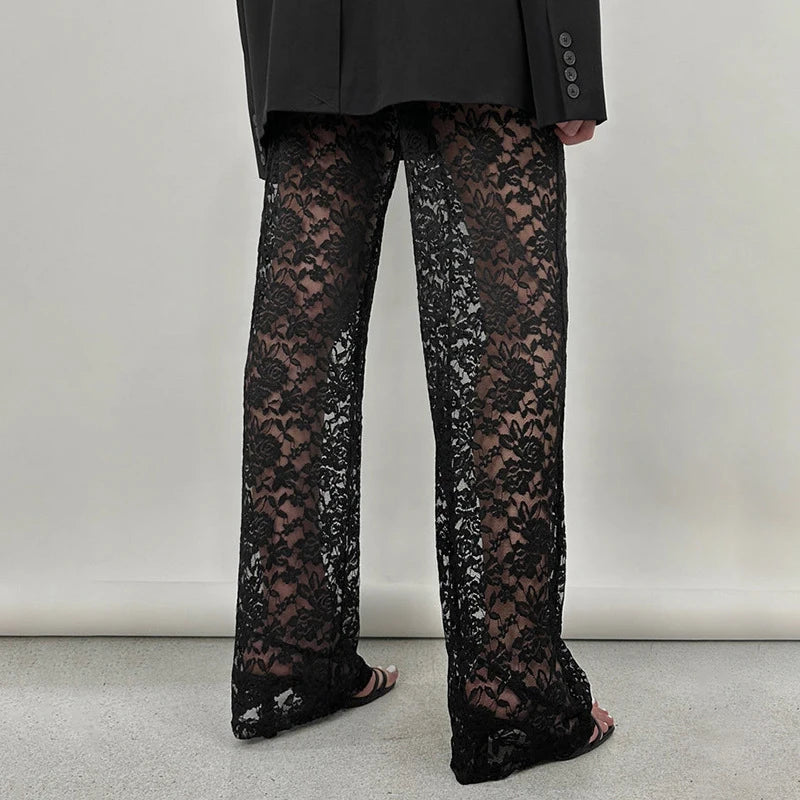 Sheer Gothic Wild Patchwork Straight Transparent Summer Pants