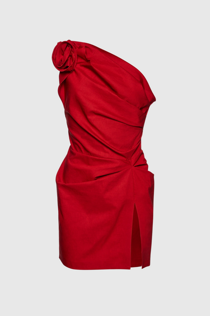 Oayena Appliqué One Shoulder Mini Dress