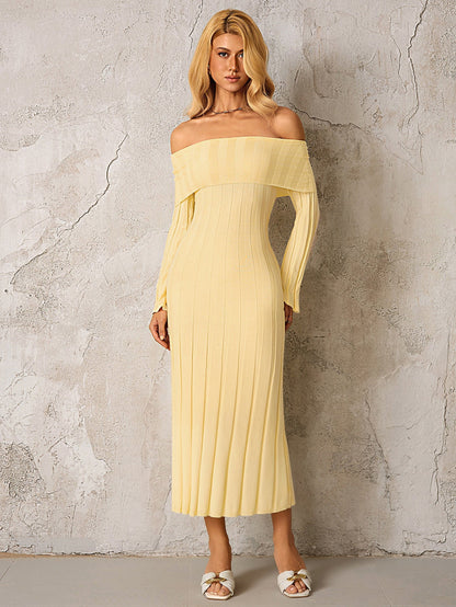 Off Shoulder Knitted Bodycon Dress