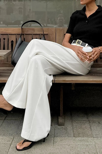 Ohla White Wide Leg Pants Without Belt