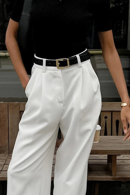 Ohla White Wide Leg Pants Without Belt