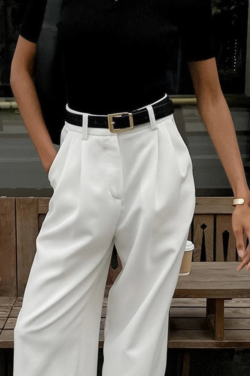 Ohla White Wide Leg Pants Without Belt