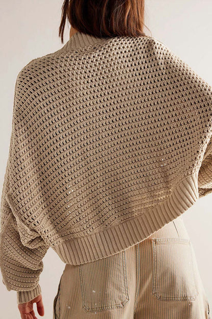 Open Front Bat Sleeve Knit Cardigan