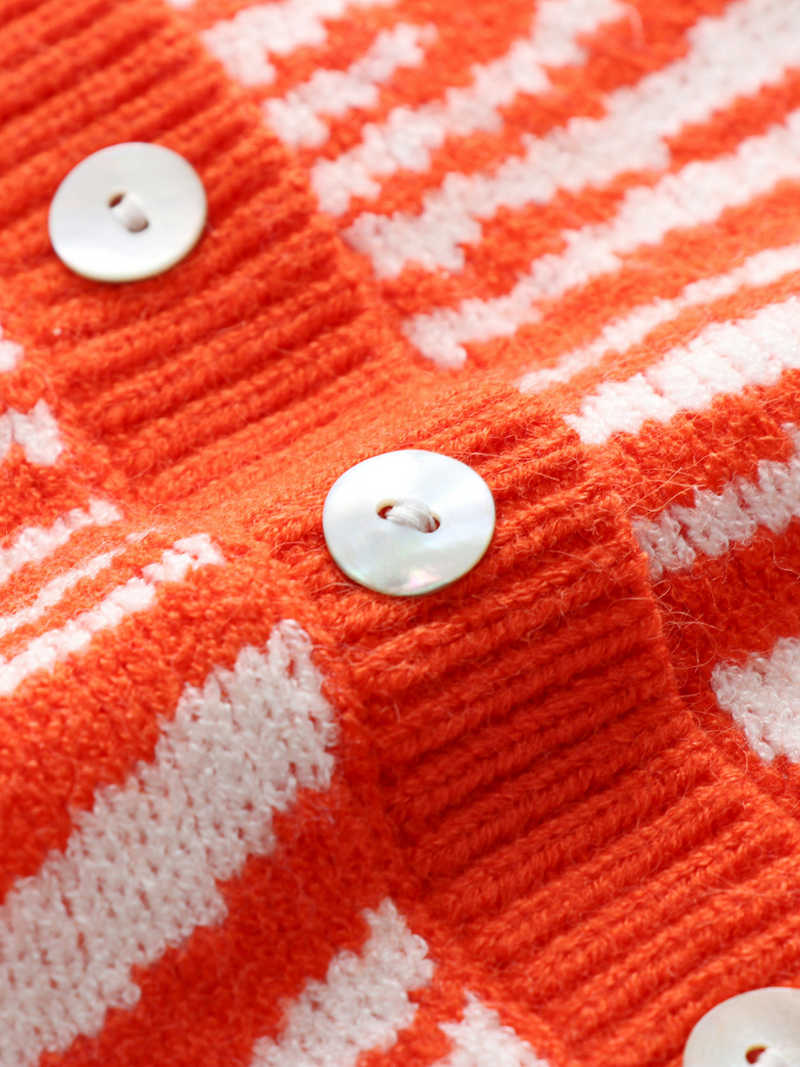 | Tiger Year Animal Patterned Knit Cardigan - Orange