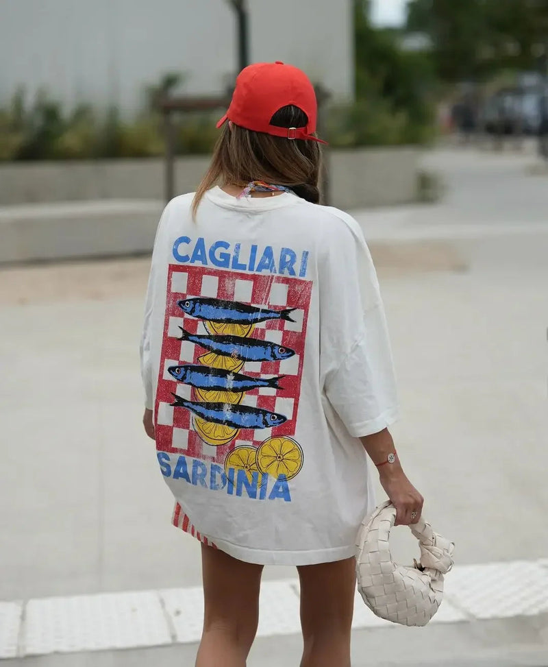 Oversized Y2k Summer Fish Graphic T-shirt