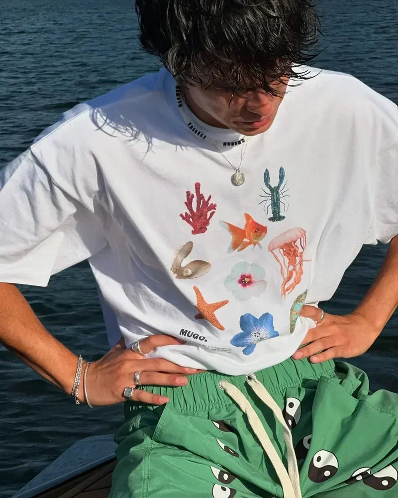 Oversized Y2k Summer Fish Graphic T-shirt