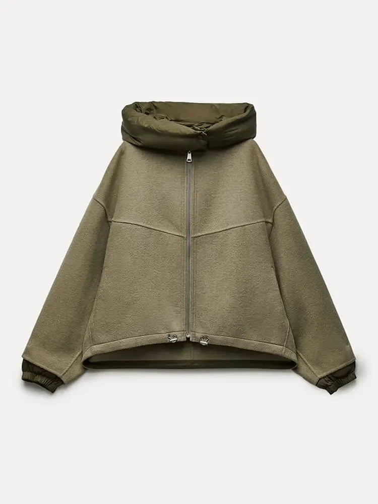 Oversized Hooded Thicken Patchwork Long Winter Warm Street Coat