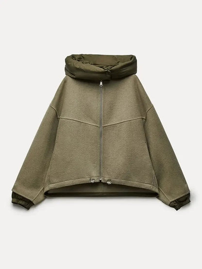 Oversized Hooded Thicken Patchwork Long Winter Warm Street Coat