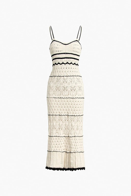 Oyata Beige See Through Midi Dress
