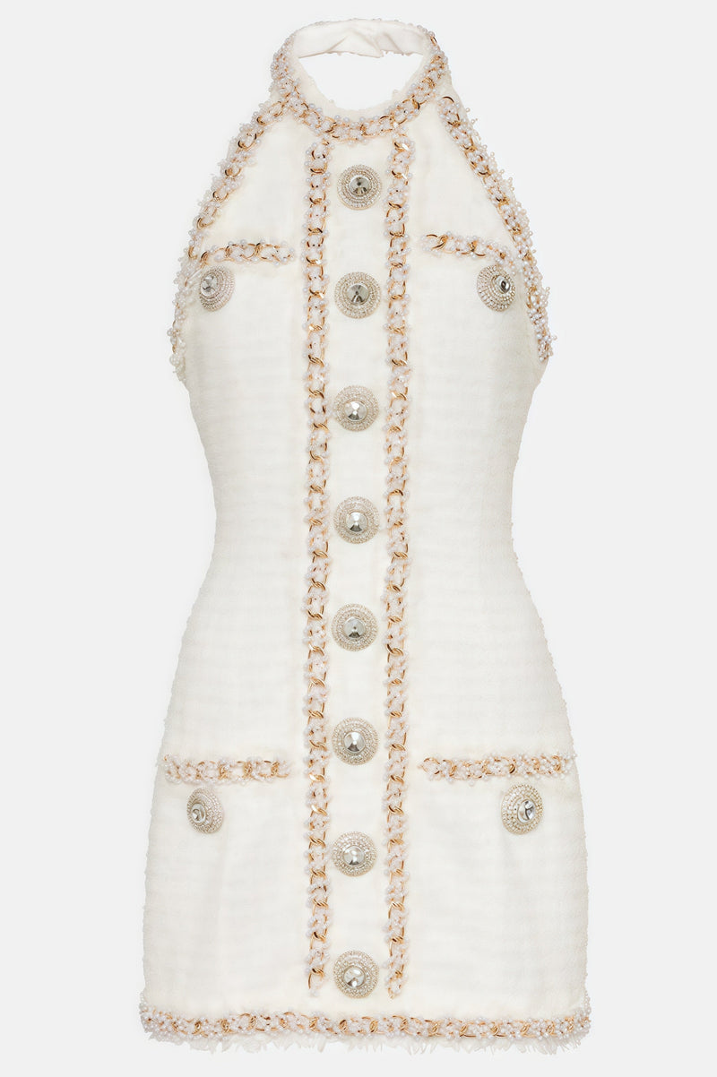 Jorrel Sleeveless Jewel Button Mini Dress