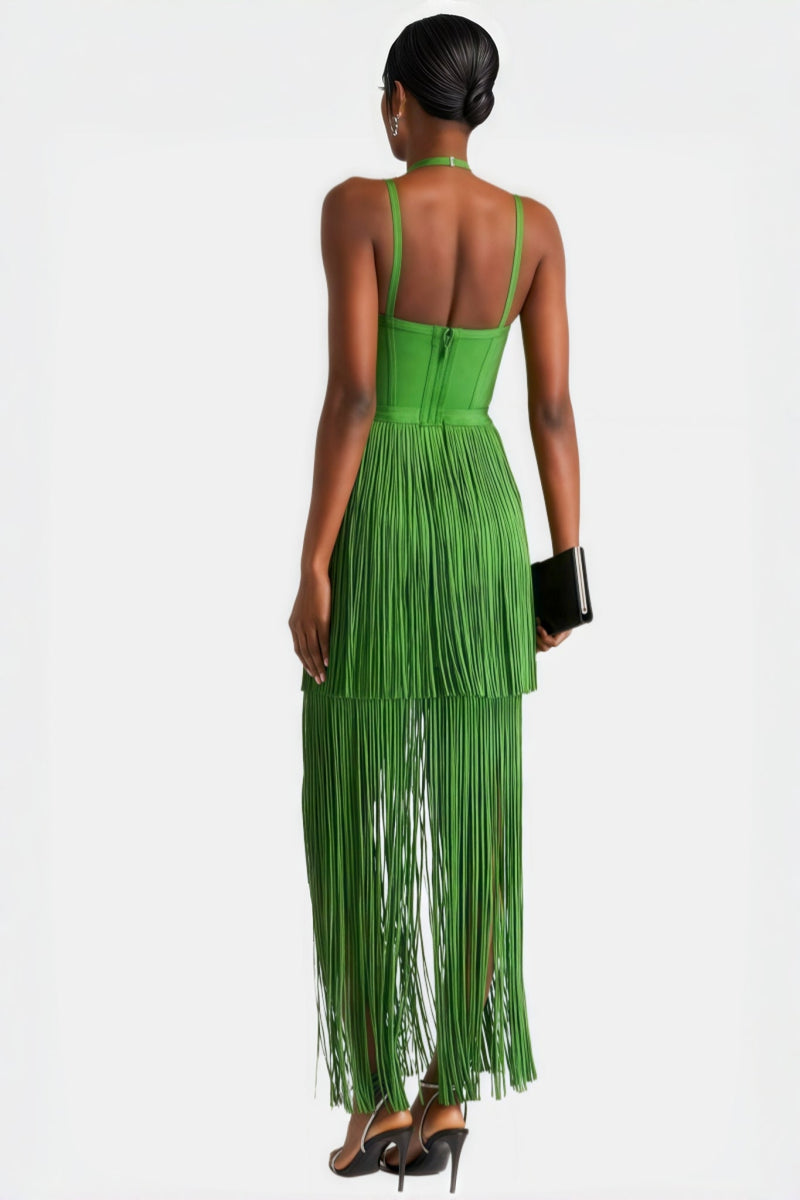 Dewy Tassel Sleeveless Midi Dress