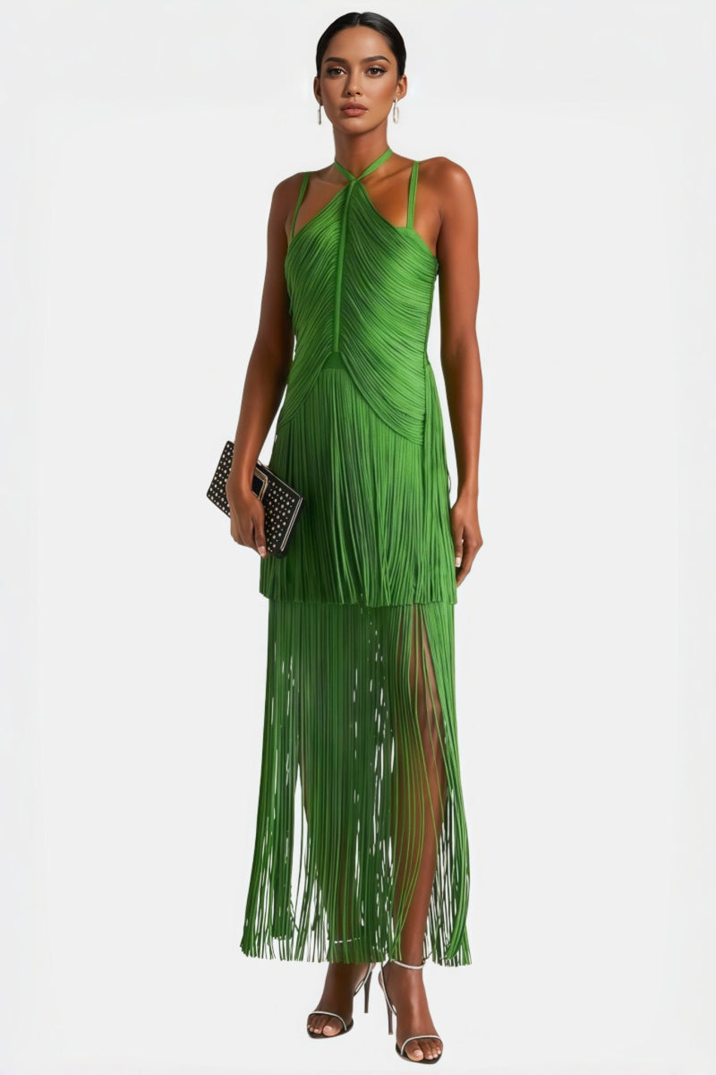 Dewy Tassel Sleeveless Midi Dress