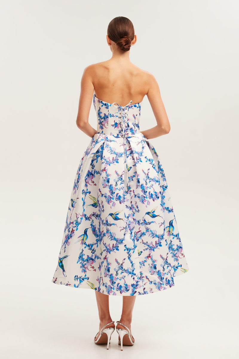 Off-shoulder Lace Up Midi Dress