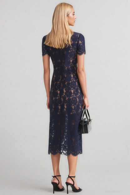 Shaylah Lace Contrast Collar Midi Dress