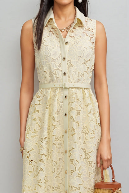 Caialt Yellow Lace Maxi Dress