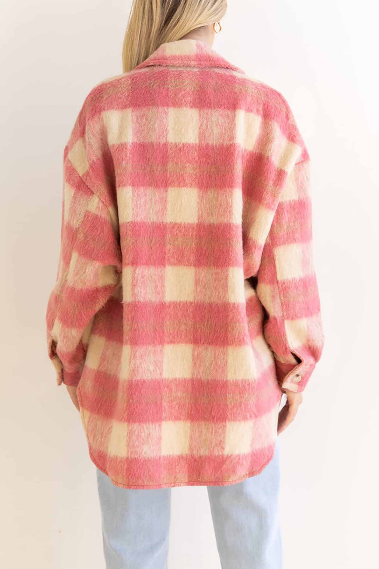 Plaid Mohair Button Up Coat