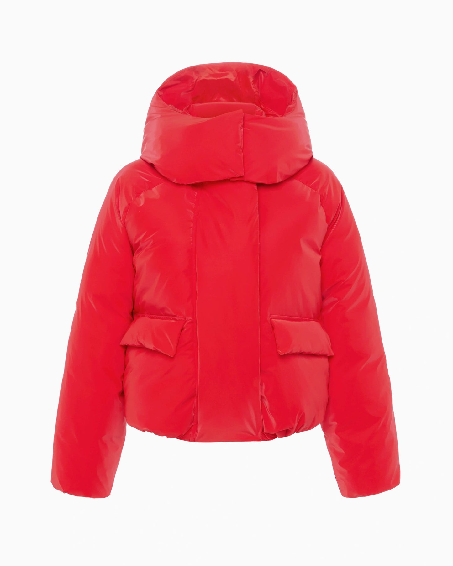 Puffer Jacket High Neck Hooded Zipper Design Cotton-padded Coat
