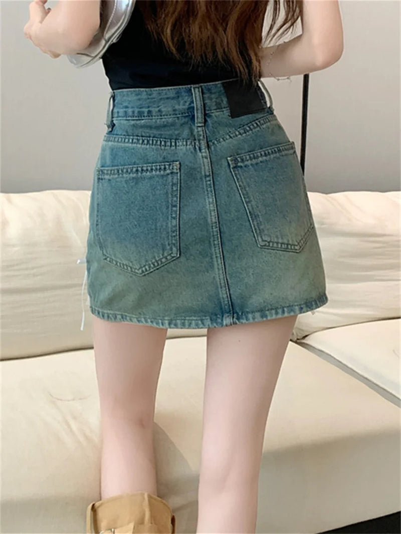 Denim Bow Detail Skirt