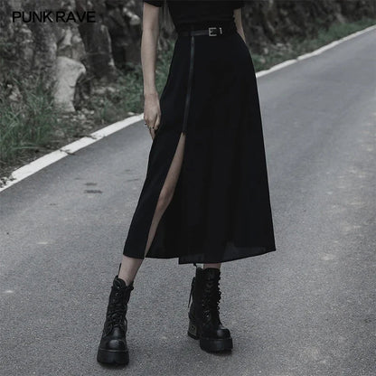 Minimalist Thin Two-wear a Pendulum Chiffon Half Detachable Belt High Waist Long Skirt