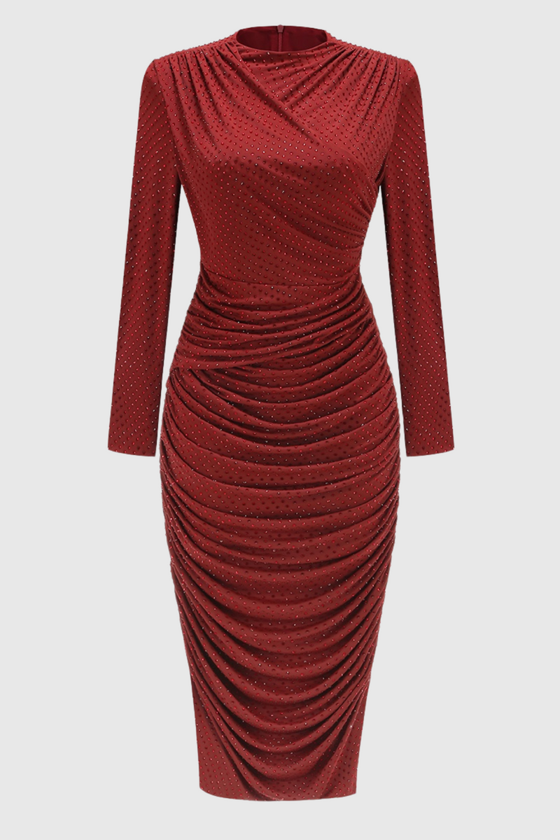 Pallavi Crystal Embellished Ruched Midi Dress