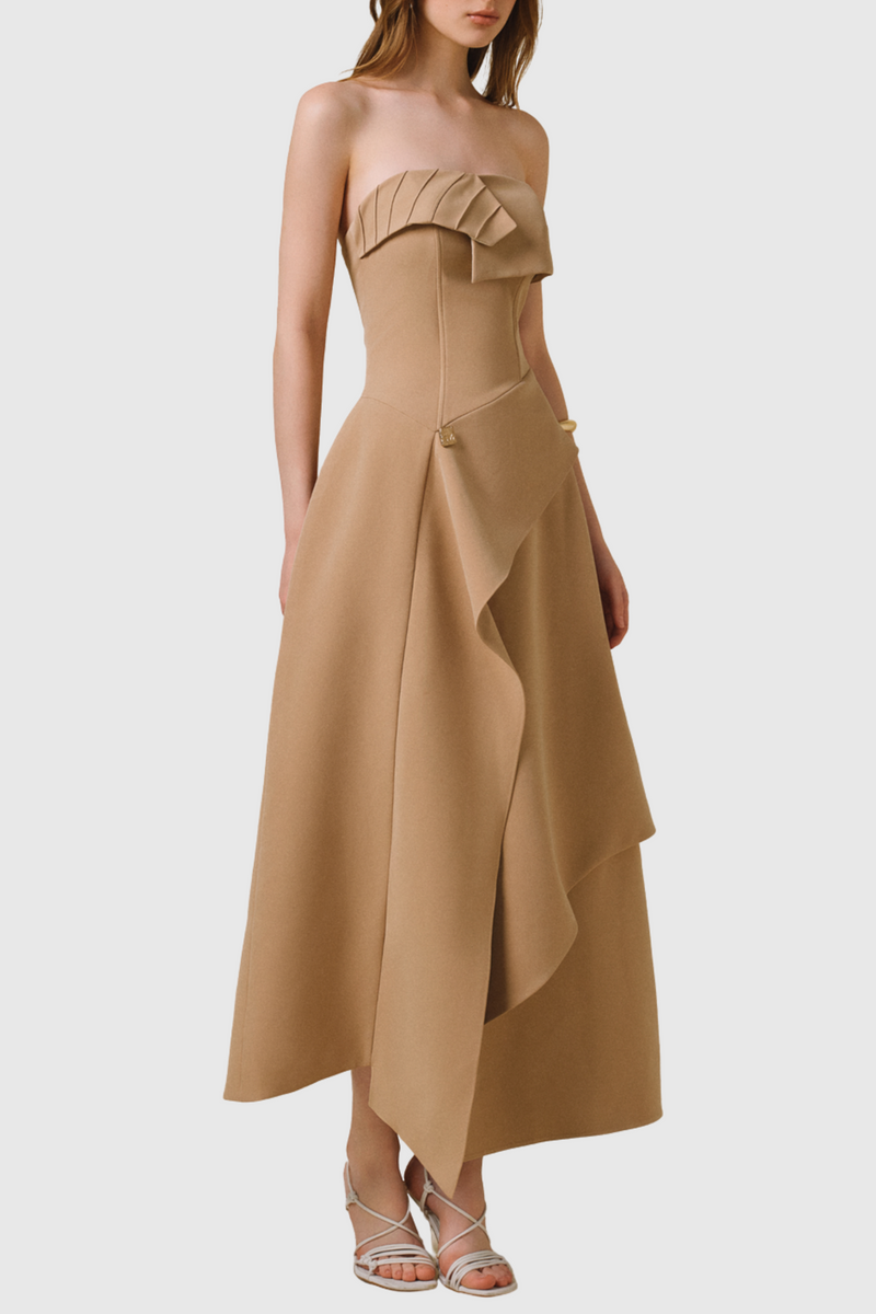 Pavlo Asymmetrical Strapless Midi Dress