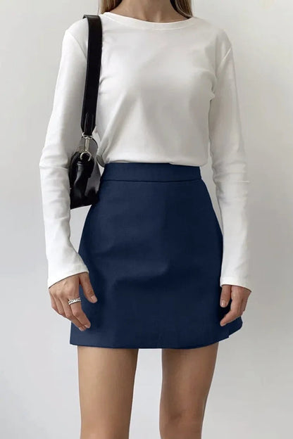 Paza Blue Asymmetric Layered Split Mini Skirt