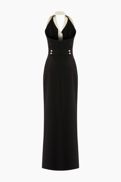 Phedra Halter Pearl Maxi Dress
