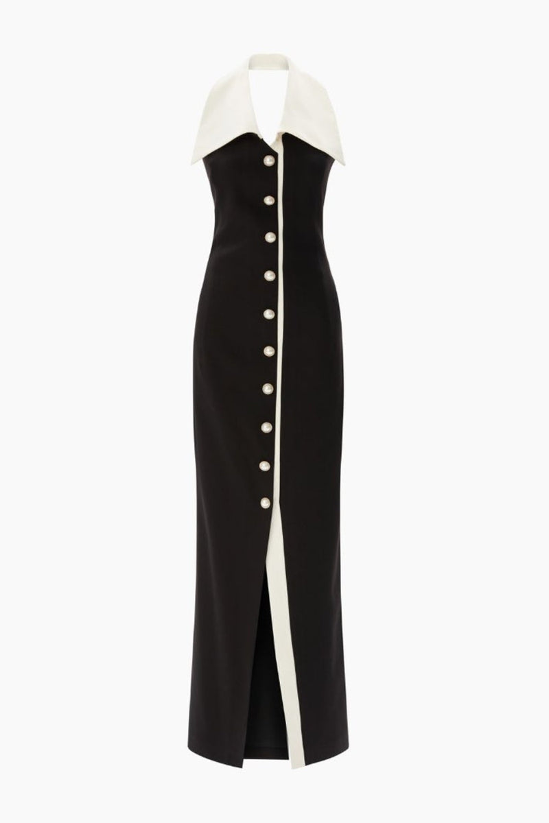 Phedra Halter Pearl Maxi Dress