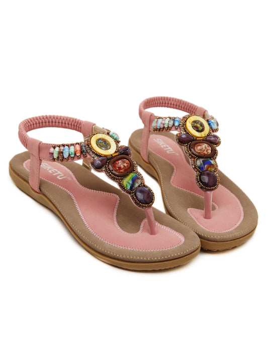 Siketu | Pink Beaded Sandal