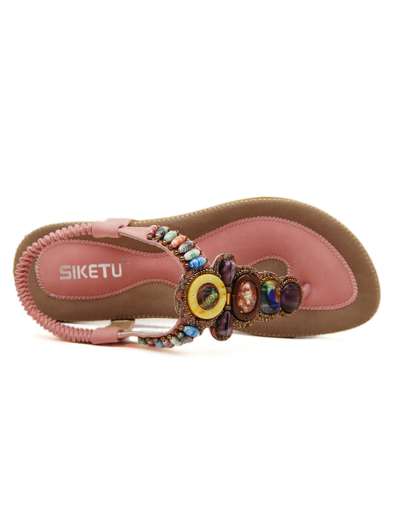 Siketu | Pink Beaded Sandal