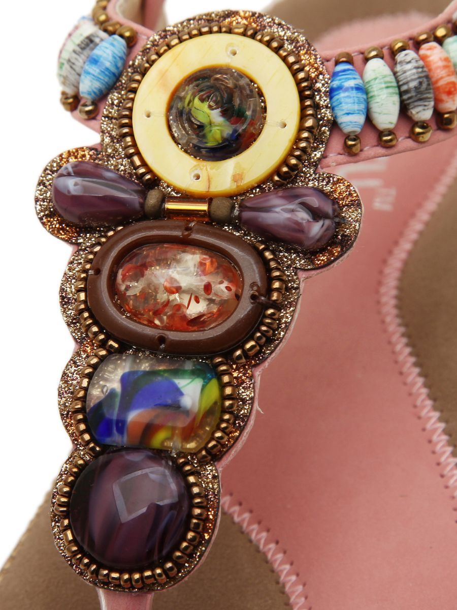 Siketu | Pink Beaded Sandal
