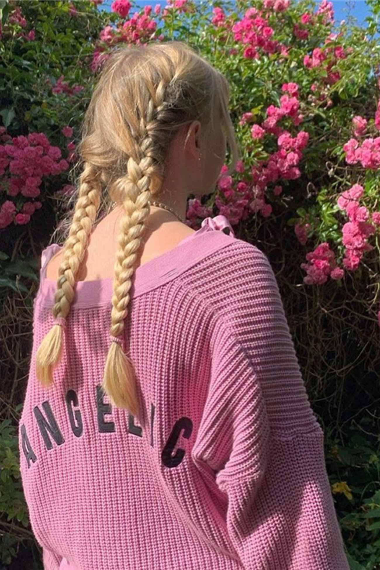 Pink Letters Embroidery Button-front Cardigan