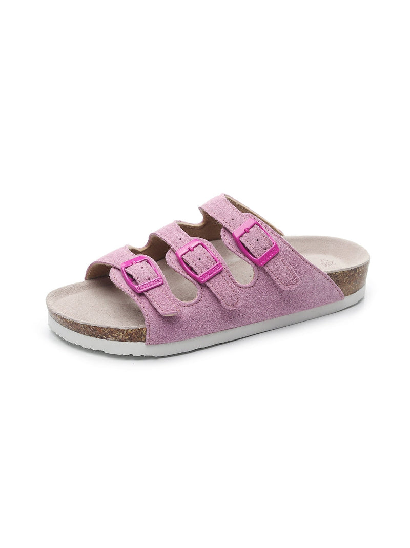 Maibulun | Pink Triple-buckle Suede Upper Sandal