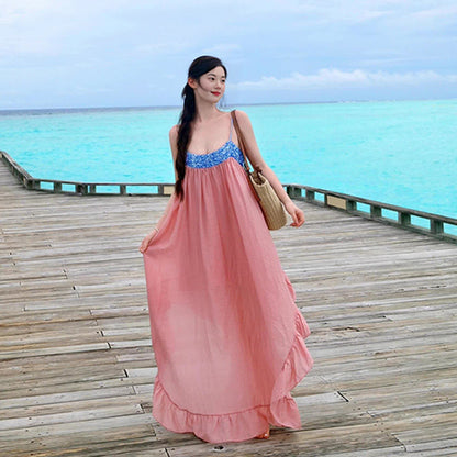 Pink Flowing Maxi Dress _ Dreamy Island Vacation Outfit
