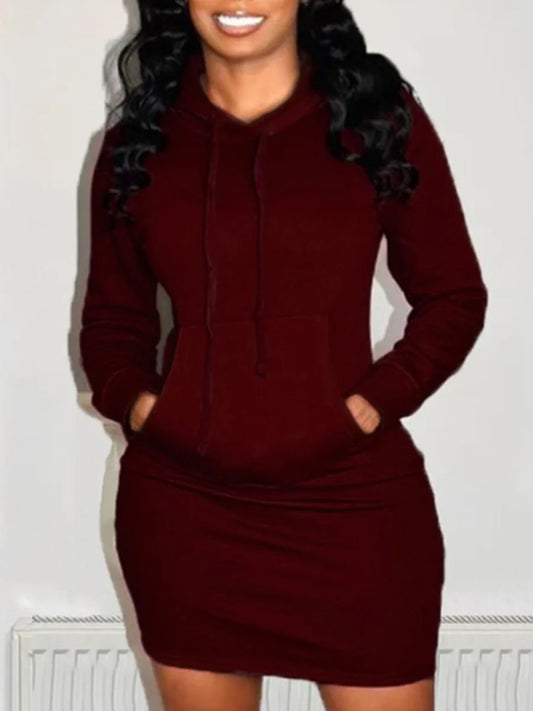 Hooded Collar Kangaroo Pocket Sweat Dress Mini Dresses Woman Long Sleeve Clothing Tunic Robe – Long Sleeve Hooded Collar Kangaroo Pocket Sweat Dress Mini Dresses Woman Clothing Tunic Robe