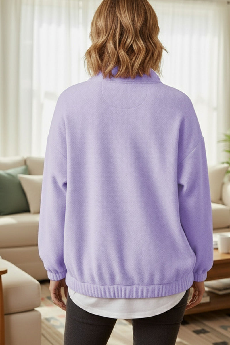Polar Fleece Lapel Zip-up Sweatshirt