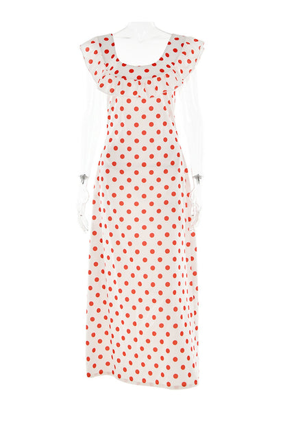Polka Dots Ruffle Tie-up Midi Dress