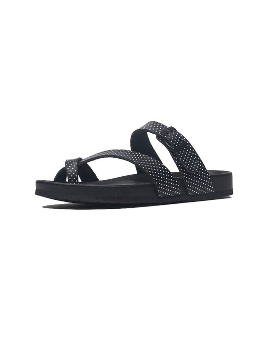 Maibulun | Black Polka Dot Footbed Sandal